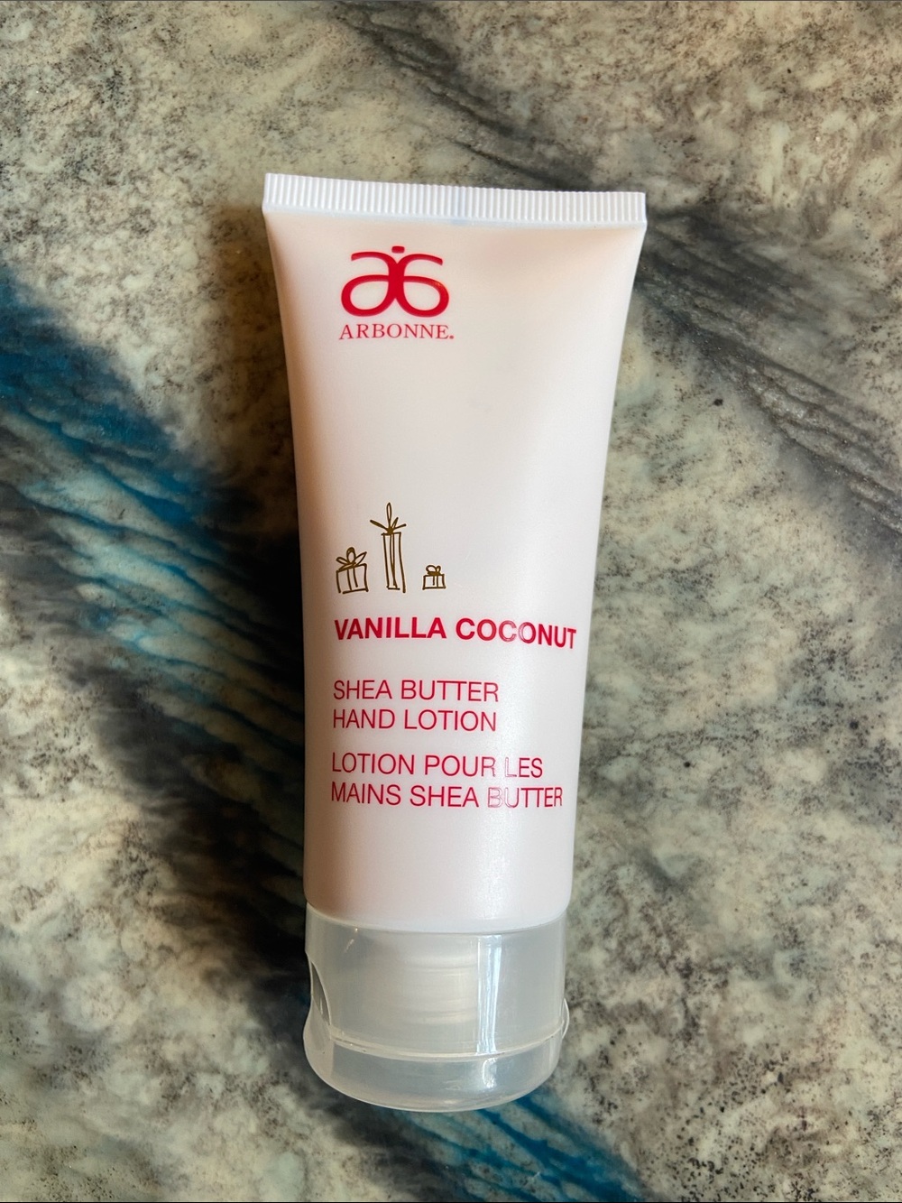 Arbonne Vanilla Coconut Shea Butter Hand Lotion - White and Pink